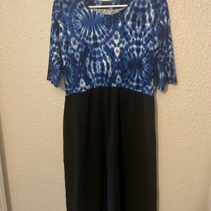 Elegant Blue and Black Women's Dress